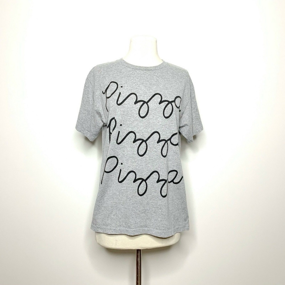 DILASCIA T-Shirt XL Gray Black Pizza Pizza Pizza‎ Script Crew Neck KIDS